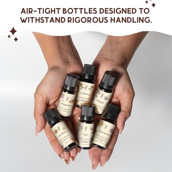 Folkulture Essential Oils for Home | Set of 6 (0.34 fl oz x 6) Sandalwood, Vanilla, Eucalyptus, Cedar Essential Oil, Sage & Chamomile Diffuser Oils for Relaxation for Women