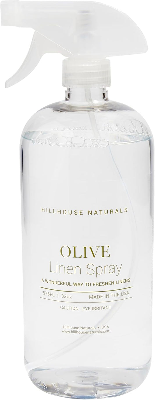 Hillhouse Naturals Linen Mist and Room Spray - Pure Essential Oils for a Pillow and Fabric Spray - Aromatherapy Spray for Relaxation and Sleep - 1 liter (Olive)