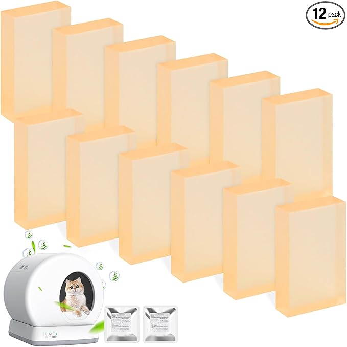 12 Pack Litter Box Deodorizer Compatible with MeoWant MW-SC01 / MW-SC02 / LB02 Self-Cleaning Cat Litter Boxes, 360° Odor Lock Cat Toilet Odor Eliminator Gel
