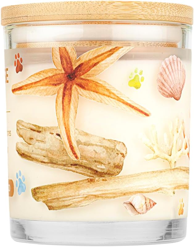 One Fur All Pet Odor Candle, 9 OZ Ocean Scented Candle, Clean Burning, Long Lasting Air Freshener for Home - Ocean Driftwood