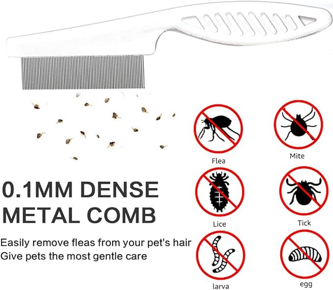 Dog Combs for Grooming, Metal Dog Comb and Flea Comb with Rounded Teeth for Removing Tangles and Knots for Long and Short Haired Dogs and Cats (stainless steel)