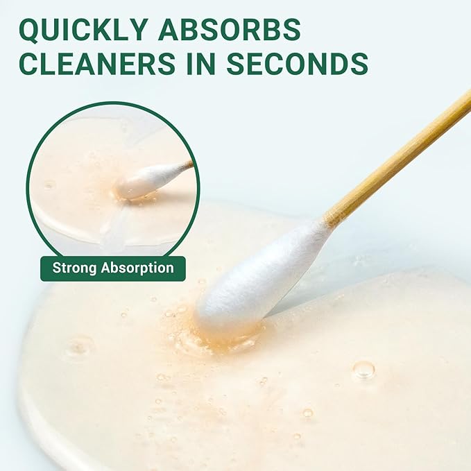 200 PCS Dog Ear Cleaning Swabs in Storage Box - 6" Long Cotton Swabs for Dogs, Large Cotton Head Highly Absorbent, Lint-Free - Specially Designed for Use with Pet Ear Cleaner