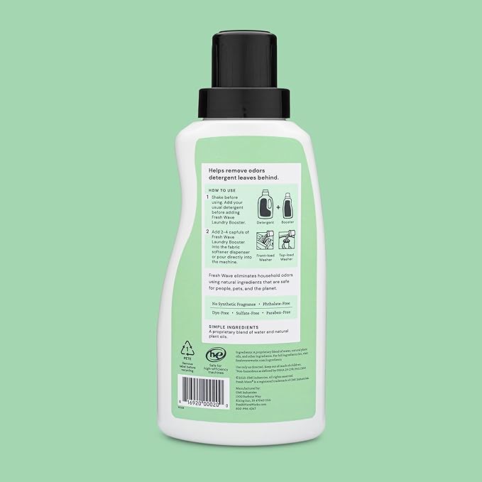Fresh Wave Odor Removing Laundry Booster, 24 fl. Oz. | Laundry Scent Booster | Safer Odor Relief | Natural Plant-Based Odor Eliminator | Pet Bedding, Activewear, Blankets, Clothes & Fabrics