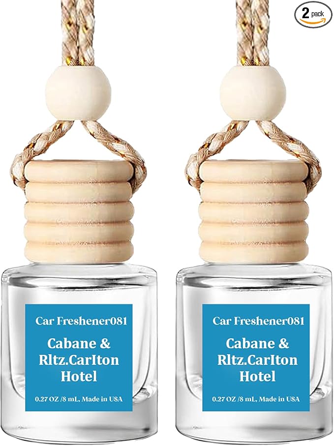 HoogaLife Car Air Freshener Hanging 2 Pack - Hotel Collection Diffuser Oil Inspired by Cabane & Rltz. CarIton Hotel - NO.1012 Fragrance Oil, Car Fresheners for Women Made in USA (081)