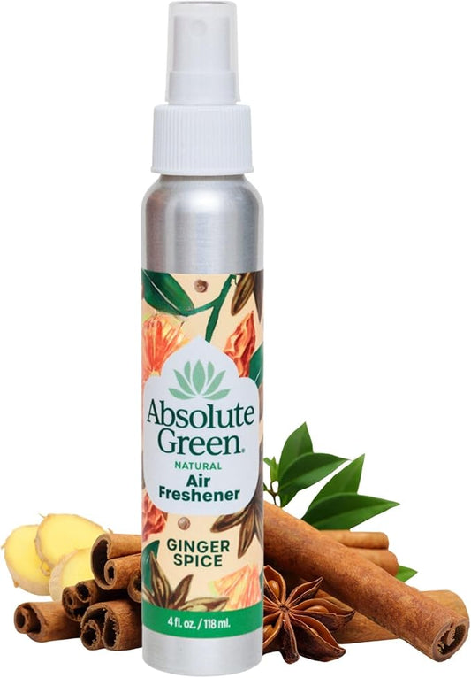 Absolute Green Air Freshener Room Spray, Odor Eliminator, Cover Smells, Ginger Spice Scent 4oz (Pack of 1)