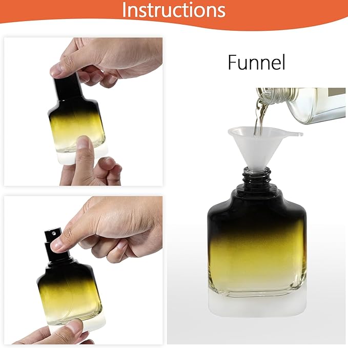 Perfume Bottles Empty Glass Atomizer Sprayer, 3 Pack 30ml Refillable Travel Spray Bottle for Fragranc or Essential Oil, Portable Cologne Atomizers with Dispensing Kit for Handbag, Date