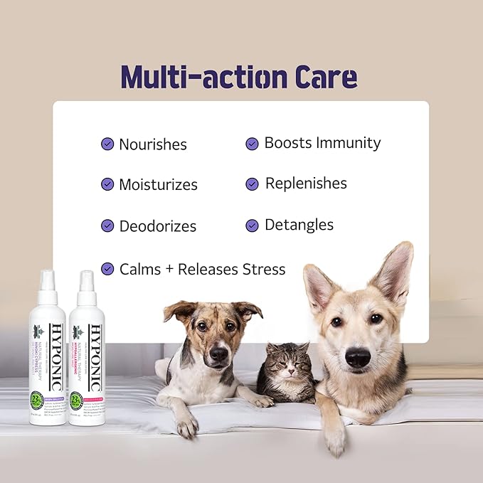 HYPONIC Hypoallergenic Hinoki Cypress Moisture Detangling Mist Spray for All Pets (Scented, 8.01 oz) - Conditioner, Detangler, Dematting, Deodorizing Perfume Spray for Sensitive Skin & Coat