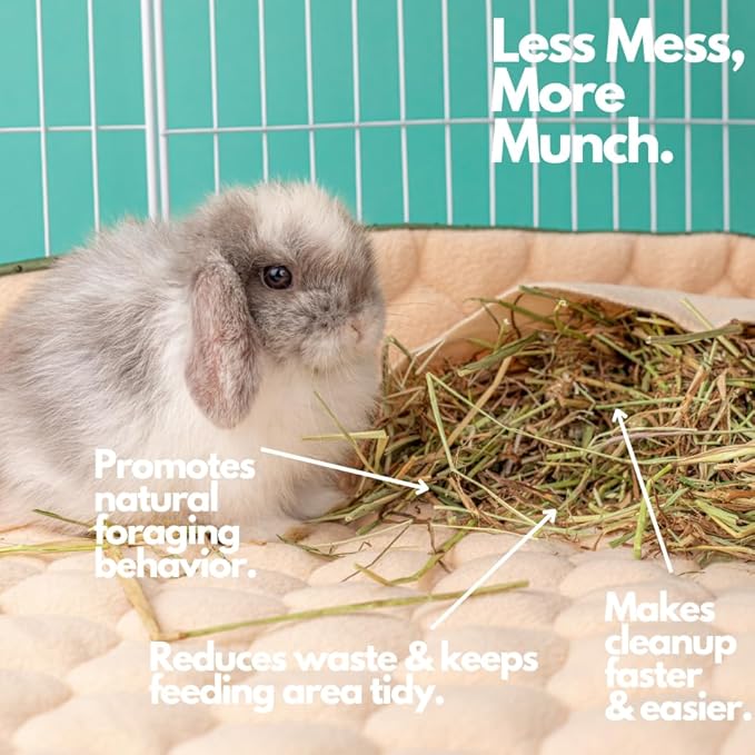 Hopp'd™ HutchLiner 2.0 Premium Guinea Pig Cage Liner Washable Fleece Bedding for Rabbits & Guinea Pigs | Waterproof, Odor Control, Cooling Mat, Anti-Slip Bunny Mat & Pee Pad | Midwest Cages (47x24)