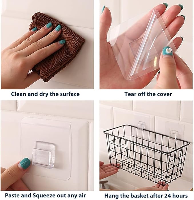 2 Set Adhesive Hanging Wall Basket Inside Cabinet Door Organizer,Wall StorageBasket-No Drilling Adhesive wall Basket for Cupboard Door, Space-Saving Small Hanging Baskets for Wall Mount Storage,Black