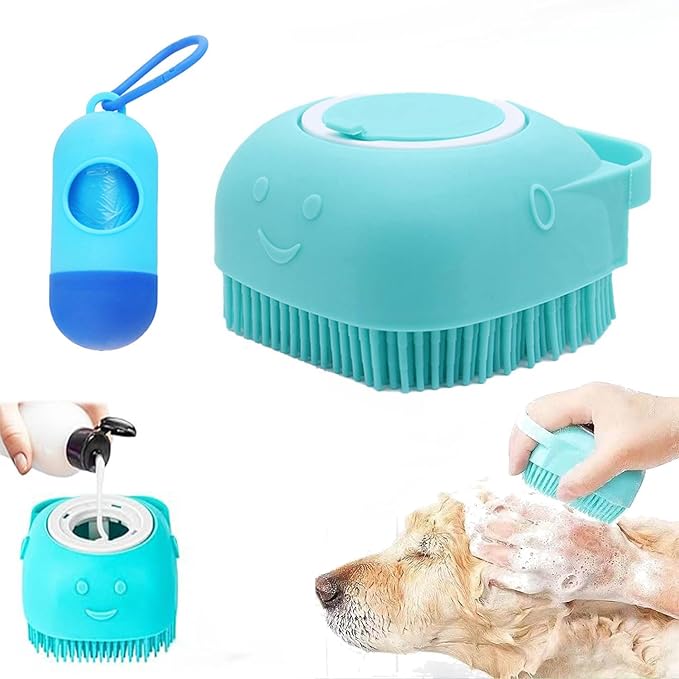 Pets Bath Brush | Scrubber for Bath | Dog Shampoo Brush | Dog Washing/Shower Brush, Suitable for Short/Long Haired Dogs, (pink) (Blue)