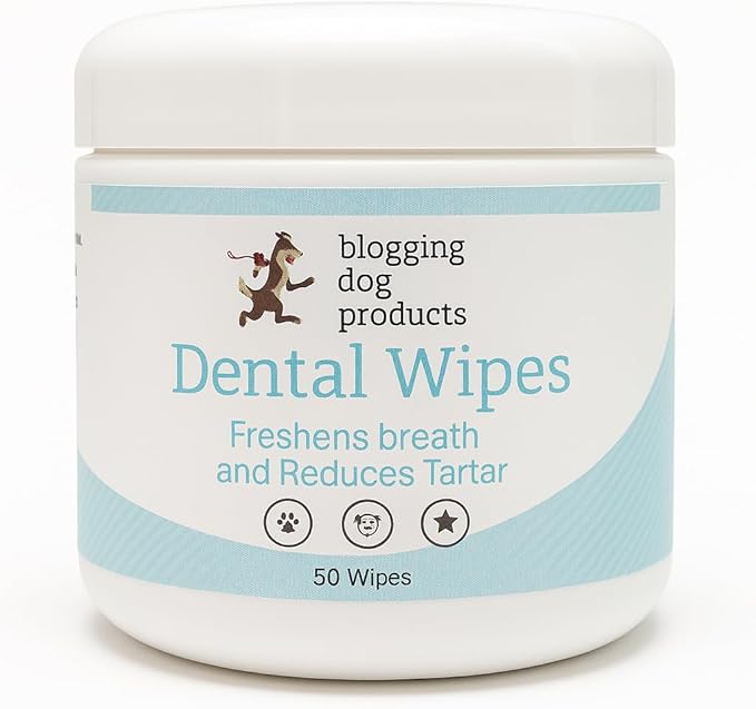 blogging dog products Dental Wipes for Dogs & Cats – Freshens Breath, Reduces Plaque & Tartar – Easy-to-Use Pet Oral Wipes for Cleaner Teeth & Healthy Gums – 50 Count