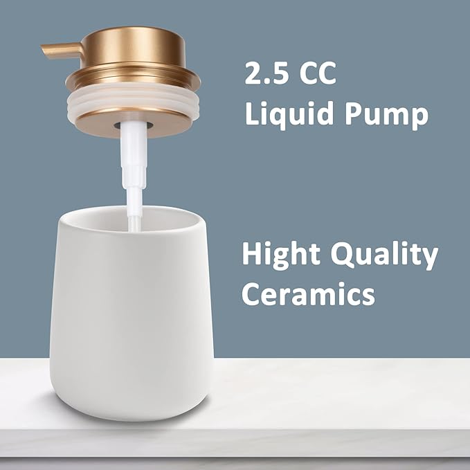 Soap Liquid Dispenser Ceramic with Easy-to-Press Pump Hand Liquid Dispenser for Shampoo Bathroom Kitchen 12 oz 2pcs