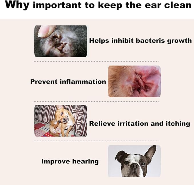 Dog Ear Cleaner, 2 Pack Dog Ear Powder for Hair Removal, Dog Ear Infection Treatment with Pet Ear/Nose Hair Puller Grooming Hemostat, Remove Ear Wax&Odor