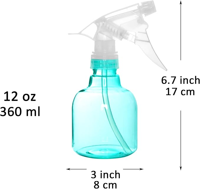 Youngever 6 Pack 12 Ounce Empty Plastic Spray Bottles (Teal)