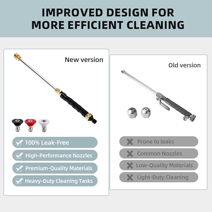 Jet Nozzle High Pressure Hose Nozzle, Hydro Jet High Pressure Washer Tools With 3 Different Nozzles, 3-In-1 High Pressure Power Wand, Hose Quick Connectors For Patio Car Pet Window Washing, Black