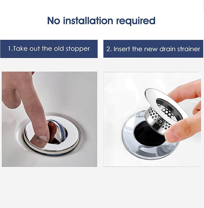 Bathroom Sink Strainer (3 Pack), Bathtub Drain Cover Lavatory Sink Drain Strainer Hair Catcher for Laundry Utility RV Sink, Stainless Steel Drain Filter. Fit Hole Size from 1.25" to 1.3"