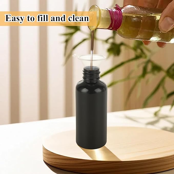 60 Pack Small Spray Bottle 2 oz Black Spray Bottle with Small Fine Mist Spray and Plastic Cap, Refillable for Essential Oils, Bath, Beauty, Hair & Cleaning