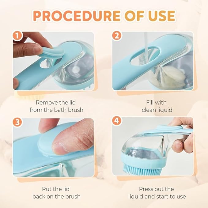 Pets Bath Brush, Pet Bath Brush With Soap Dispenser, Dog Shampoo Brush Scrubber For Long Short Haired Dogs Cats Shower (green)