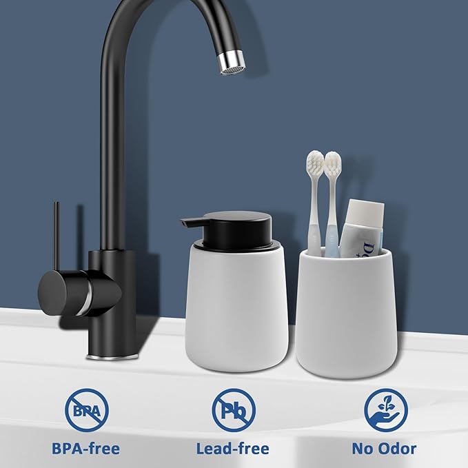 Soap Foaming Dispenser Ceramic with Easy-to-Press Pump Hand Foam Dispenser for Shampoo Bathroom Kitchen 12 oz