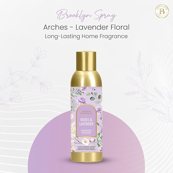 Brooklyn Fragrance Co. Arches Room Spray – Premium Lavender Floral Air Freshener -Long lasting home Fragrance Spray for Bathroom, office & small spaces- 6 Fl oz.