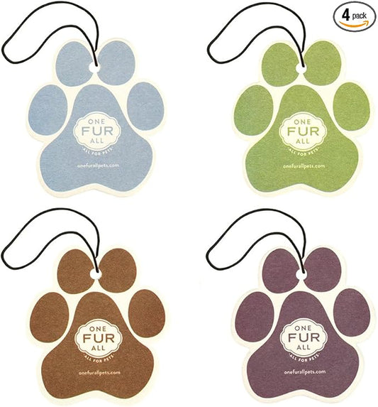One Fur All Pet House Air Freshener - Variety Pack of 4 - Non-Toxic, Pet-Friendly Odor Eliminator for Small Spaces & Car - Hanging