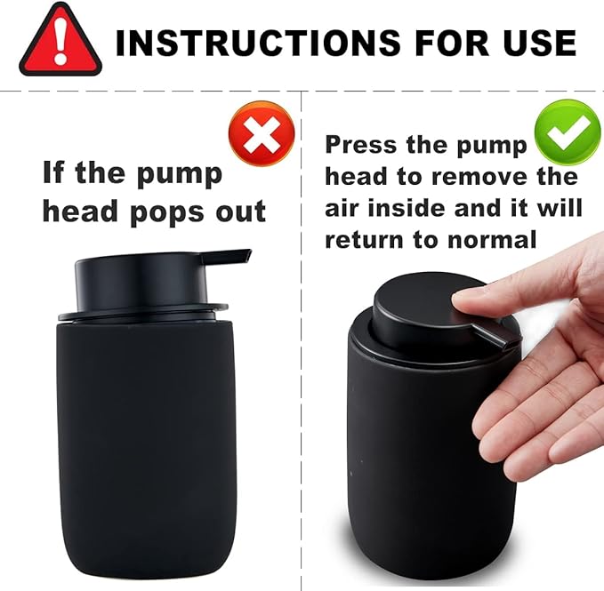 Black Foaming Hand Soap Dispenser - Bathroom Lotion Hand Pump Dispenser Matte Black Foam Soap Dispenser Ceramic Dish Liquid Dispenser for Hand Wash Dispenser (Rubber Paint)