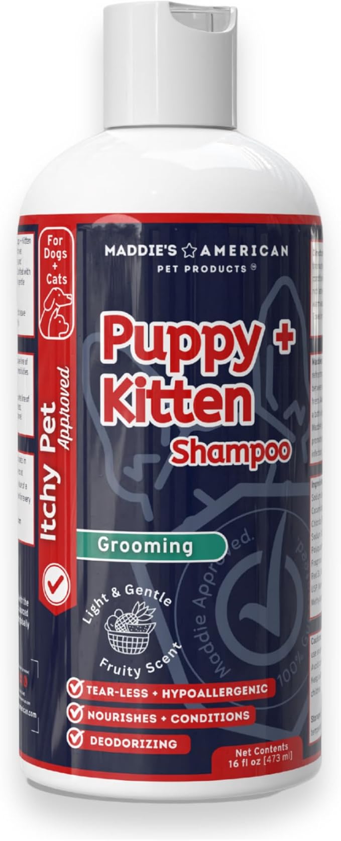 Puppy + Kitten Tearless and Gentle Hypoallergenic 2 in 1 Shampoo + Conditioner - Itchy Pet Approved Line - Fruity Scent
