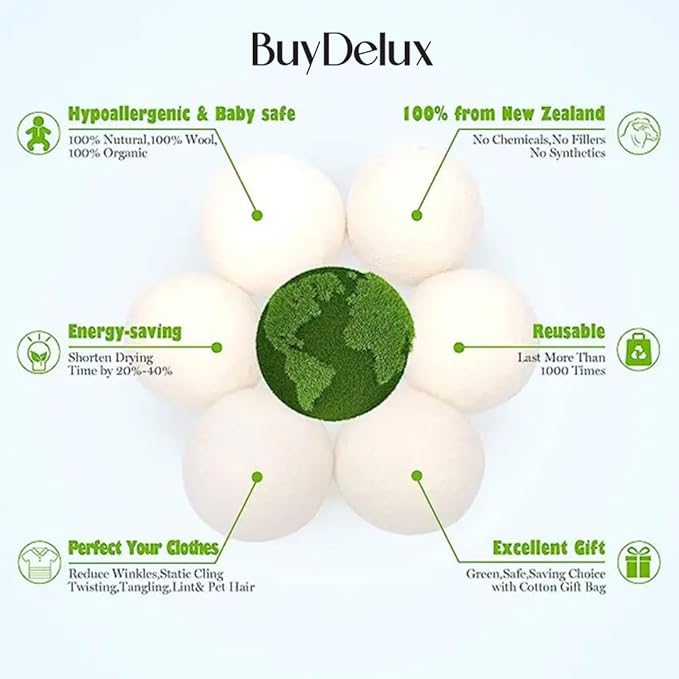 Wool Dryer Balls – XL 7cm (4 Pack) | 100% New Zealand Wool | Natural Fabric Softener, Eco-Friendly & Reusable Laundry Balls, Reduces Wrinkles & Pet Hair, Safe for Baby & Sensitive Skin