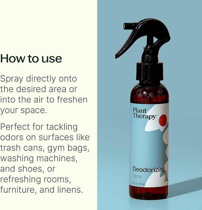 Plant Therapy Deodorizing Room Spray 4 oz Quick, On-The-Go Freshness, Safe & Gentle for Everyday Use, Free from Harsh Chemicals & Synthetic Fragrances