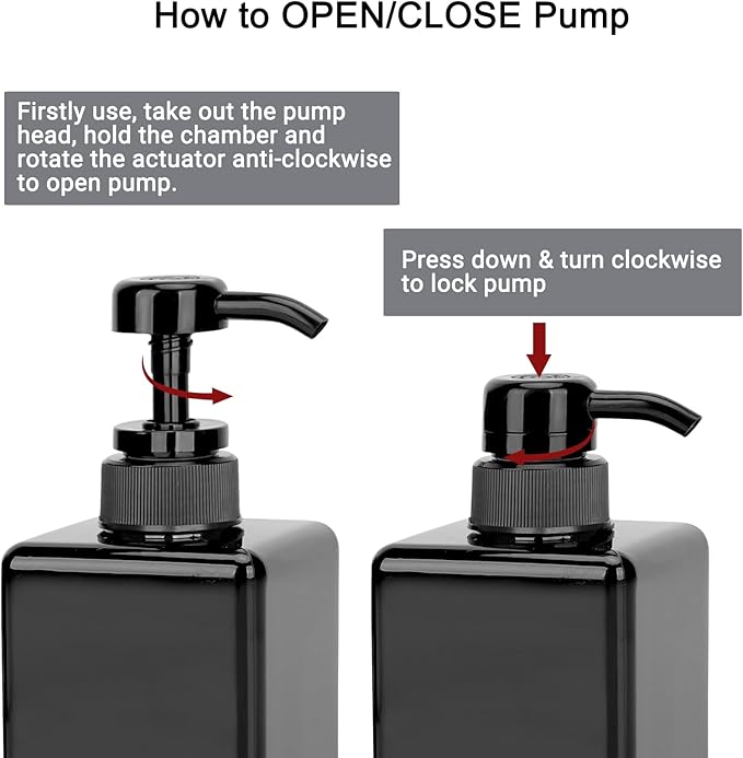 Suream Plastic Shampoo Bottles with Pump 15oz/450ml, Black Bathroom Shampoo and Conditioner Dispenser, Refillable Reusable Empty Pump Press Bottle for Shower, Massage Oil, Lotion, Liquid Soap, 3Pack