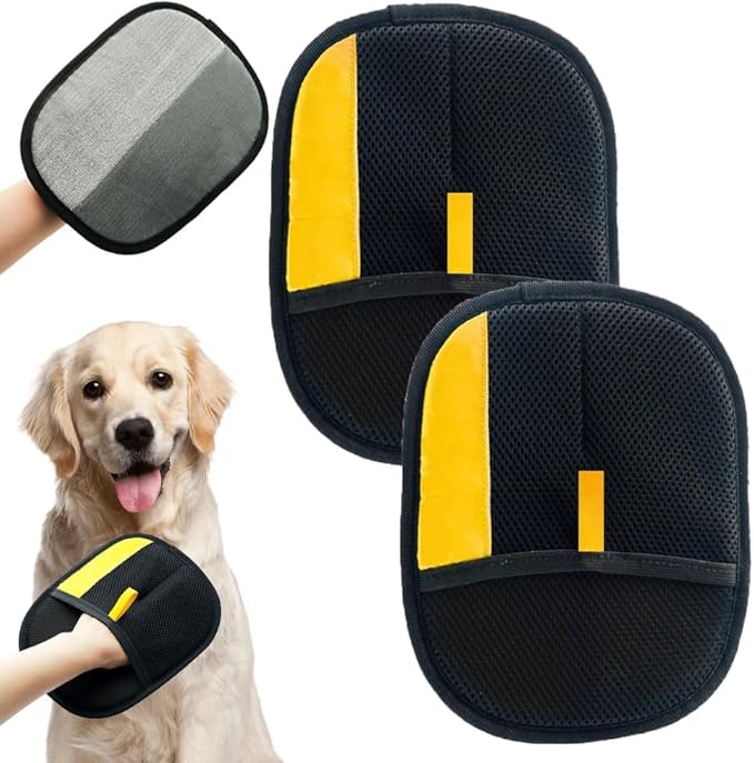 2PCS Electrostatic Gloves Pet Hair Removal, 2025 Reusable Dogs Cats Hair Remover Gloves for Furniture Sheets Clothes