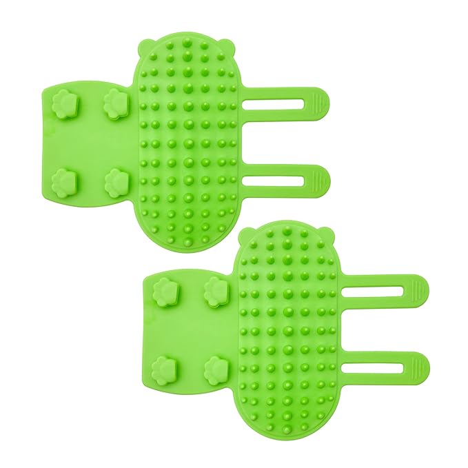 Cat Self Groomer Brush Adjustable Corner Cat Face Itch Scratching Brush Table Leg Silicone Self Massage Comb for Indoor Long and Short Haired Kitten Cats - 2 Pack (Green)