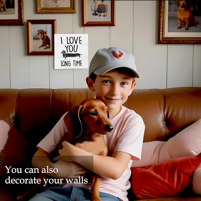 Funny Dachshund Decor, Dog Lovers Gift, Dachshund Gifts for Women, Wood Box Sign Block for Home, 5 x 5 Inch