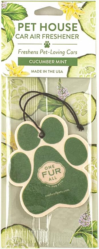 One Fur All Pet House Air Freshener - Cucumber Mint Pack of 4 - Non-toxic, Pet-Friendly Air Freshener for Small Spaces & Cars - Hanging Odor Eliminator
