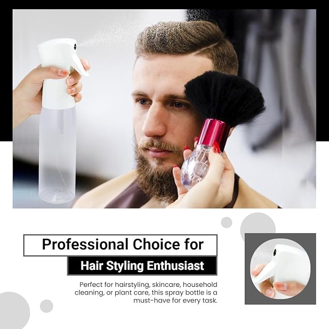 Continuous Ultra Fine Mist Spray Bottle – 16.9 Oz for Hair, Hairstyling, Salon Use, and Cleaning | Versatile Water Misting Bottle