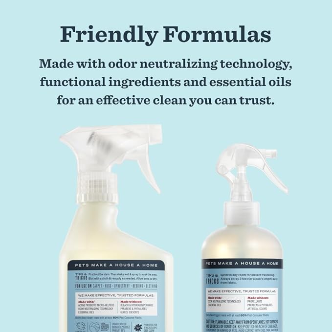 Mrs. MEYER'S Clean Day Pet Cleaning Kit, includes Pet Stain & Odor Fighter 28oz and Odor Neutralizer 28oz, Coconut Leaf