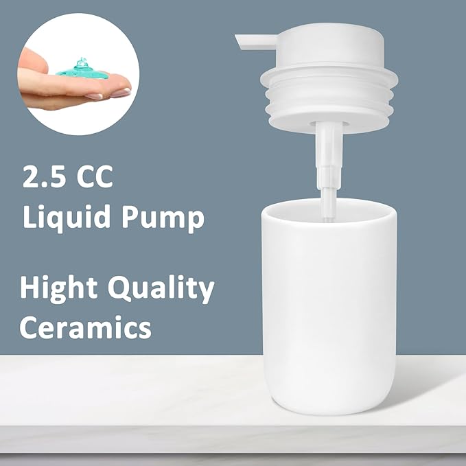 Soap Liquid Dispenser Ceramic with Easy-to-Press Pump Hand Liquid Dispenser (Can't Foam) for Shampoo Bathroom Countertop 13.5 oz