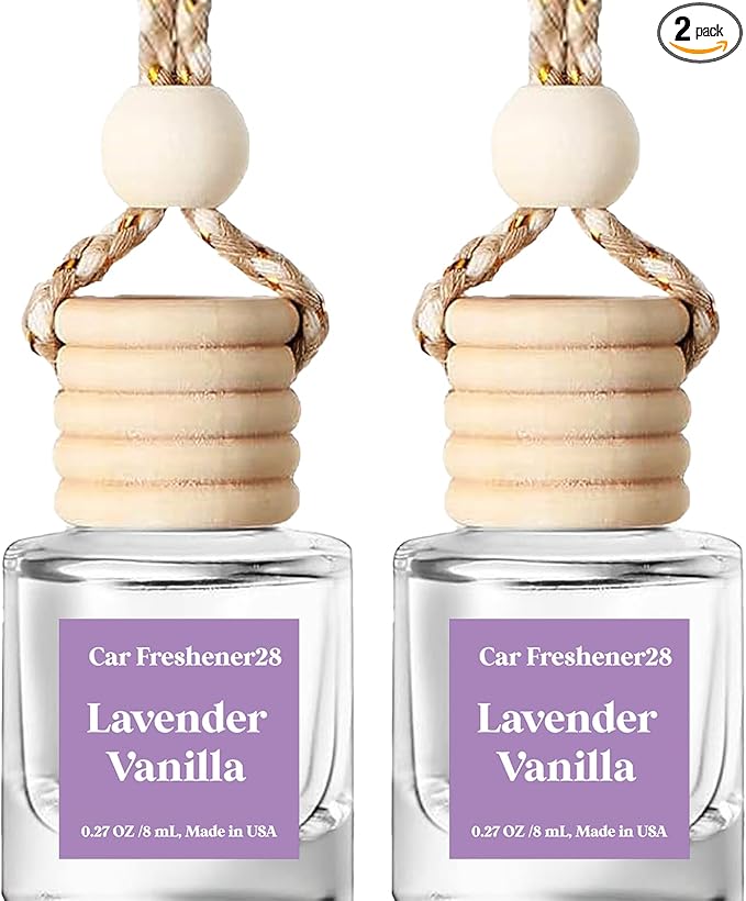 C Classy Car Air Freshener Hanging 2 Pack, Car Essential Oil Diffuser, Lavender Vanilla Cute C ar Air Freshener, Long-Lasting Fragrance, C ar Air Fresheners for Women & Men Gift, Made in USA