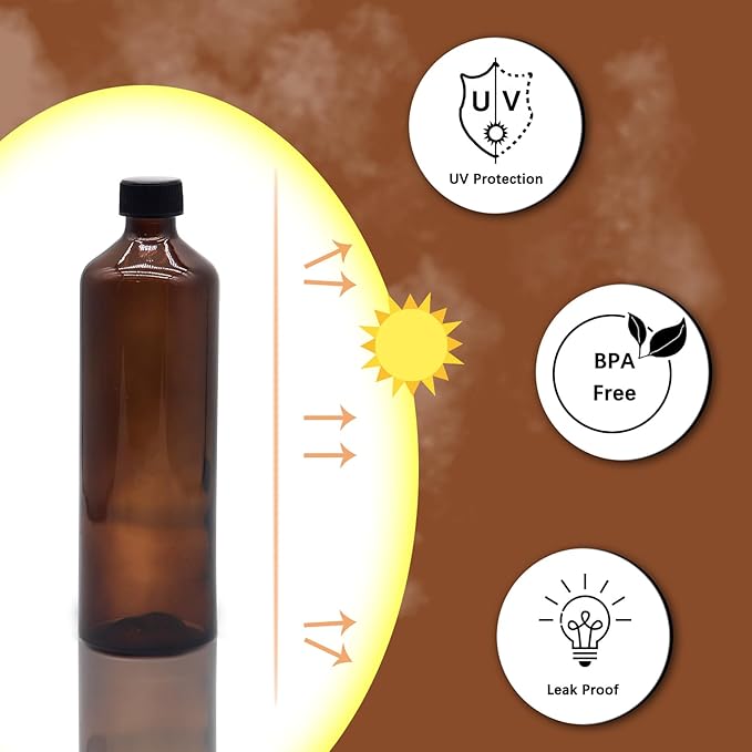 OFFIDIX Glass Spray Bottles for Cleaning,16 OZ 2 Pack Continuous Empty Water Mister Spray Bottles for Hair,Plants Mister,Adjustable Nozzle,Amber