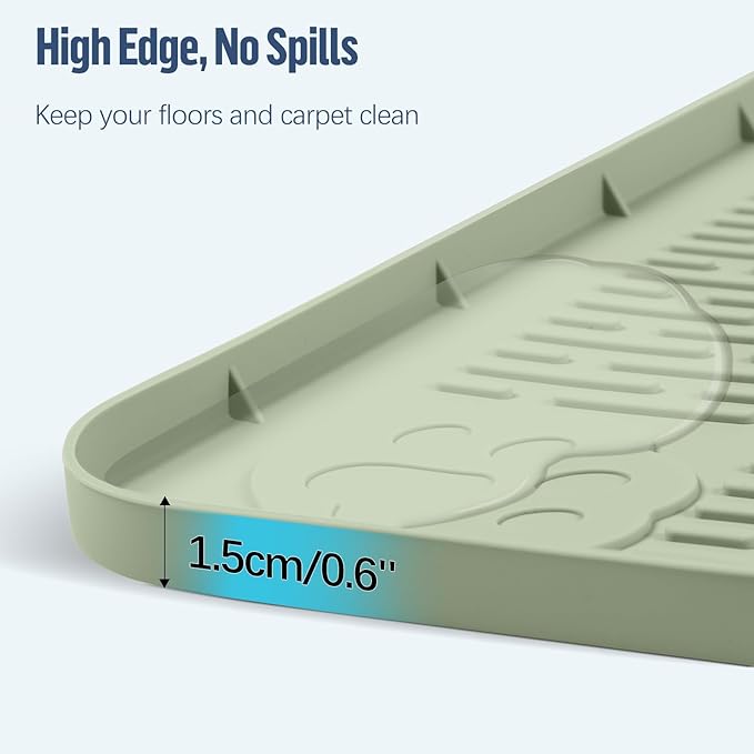 Pee Pad Holder for Dogs, 50" x 35" Silicone Pee Tray Mat Leak-Proof, High Edge, No Spill Pet Pad Holder for Puppy, Cat, Rabbit, Training Pads for Floor Protection, No Pee Pads (Green)