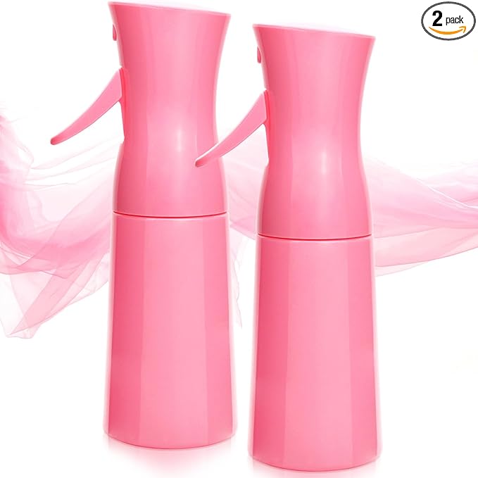 Empty Spray bottles, Spray Water Bottle Fine Mist Refillable, Continuous Spray Bottle for Hair, Skin Care, Planting, Showering Pets, Travel, Cleaning & Home (Pink 2Pack