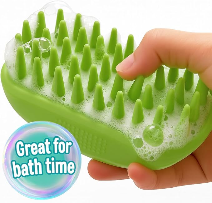PetBox Heavy-Duty Grooming Brush for Dogs and Cats - Silicone Tool for Shedding, Massaging, and Bath Washing to Remove Hair, Fur, Soap and Debris