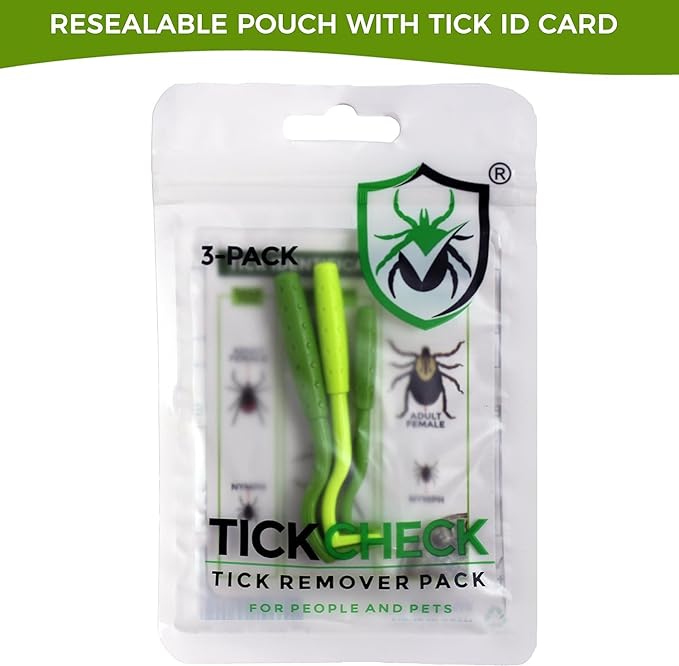 TickCheck Tick Remover Value 3 Pack - Tick Remover Tools + Tick Identification Card - for Humans, Dogs & Cats (70)
