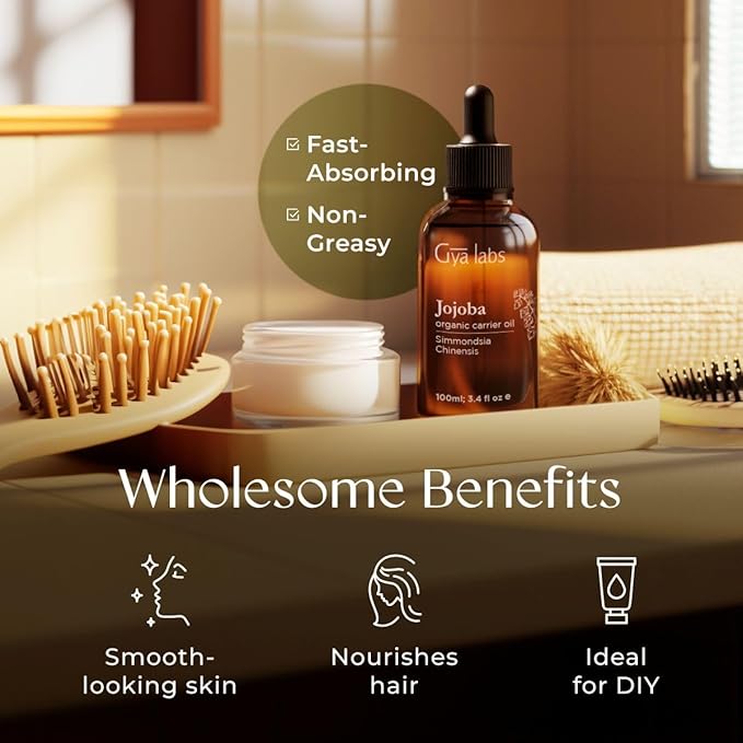 Stress Relief Oil Essential Oils Blend for Diffuser (10ml) & Jojoba Oil for Hair (100ml) Set - Aromatherapy Grade Essential Oils Set - Gya Labs