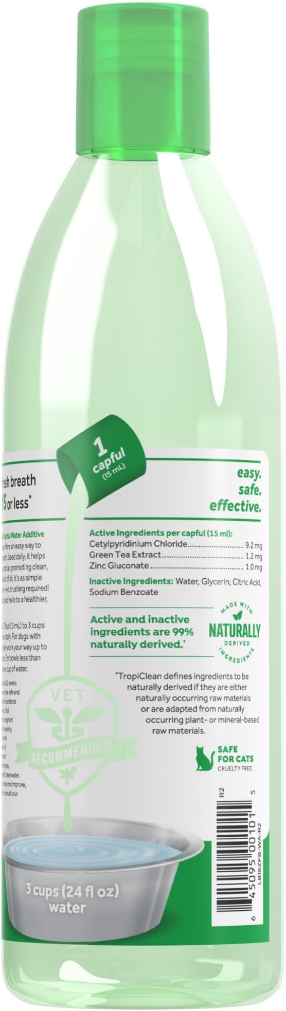 TropiClean Fresh Breath Water Additive for Dogs, Dog Breath Freshener and Teeth Cleaning Solution, No Toothpaste or Toothbrush Required, 16oz.