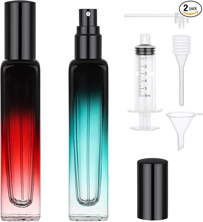 Segbeauty 2 Packs 0.5oz Perfume Bottles Empty, 15ML Portable Glass Cologne Sprayer, Refillable Spray Bottle for Liquid Cosmetic, Mini Travel Size Perfume Atomizer Sample Container for Frangrance