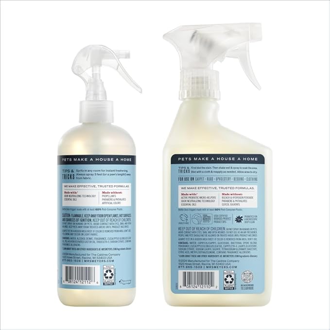 Mrs. MEYER'S Clean Day Pet Cleaning Kit, includes Pet Stain & Odor Fighter 28oz and Odor Neutralizer 28oz, Coconut Leaf