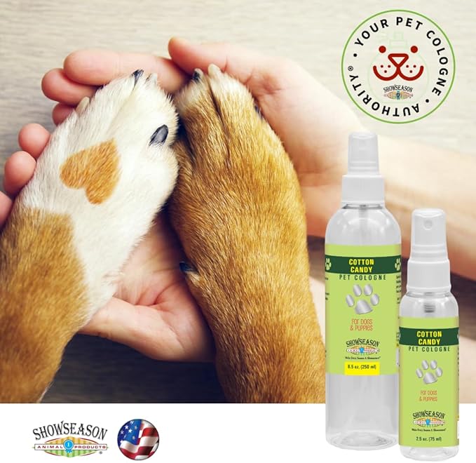 Showseason Animal Products Cotton Candy Pet Cologne 2.5 oz. For Dogs | Long-Lasting Odor Eliminator | Cruelty-Free | Paraben-Free | Biodegradable and Non-Toxic | Made in The USA