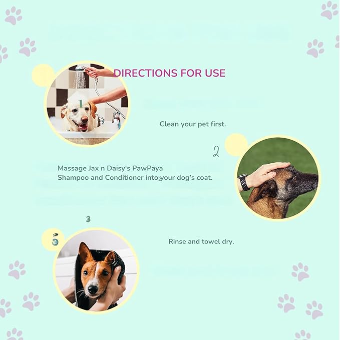 Jax N Daisy Pawpaya Dog Shampoo - Essential Oil Dog Shampoo for Clean, Fresh Fur - Gentle, Cruelty-Free & Vegan Pet Shampoo - Made in USA (16 oz)