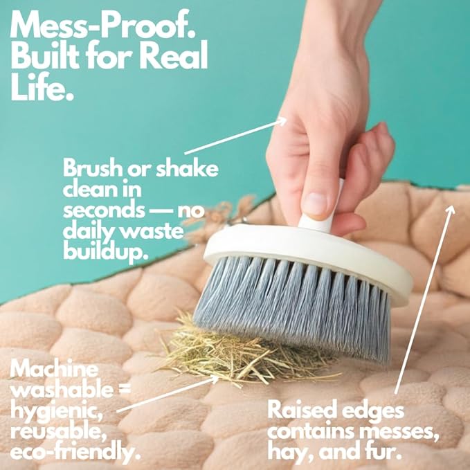 Hopp'd™ HutchLiner 2.0 Premium Guinea Pig Cage Liner Washable Fleece Bedding for Rabbits & Guinea Pigs | Waterproof, Odor Control, Cooling Mat, Anti-Slip Bunny Mat & Pee Pad | Midwest Cages (47x24)